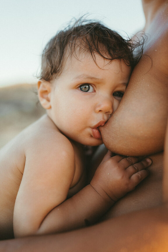 Un bébé au sein de sa mère
